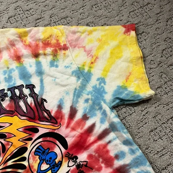 🐢 '21 Grateful Dead Band Wild Tie Dye Skull And Skeleton Bertha Deadstock Tee - Picture 11 of 16